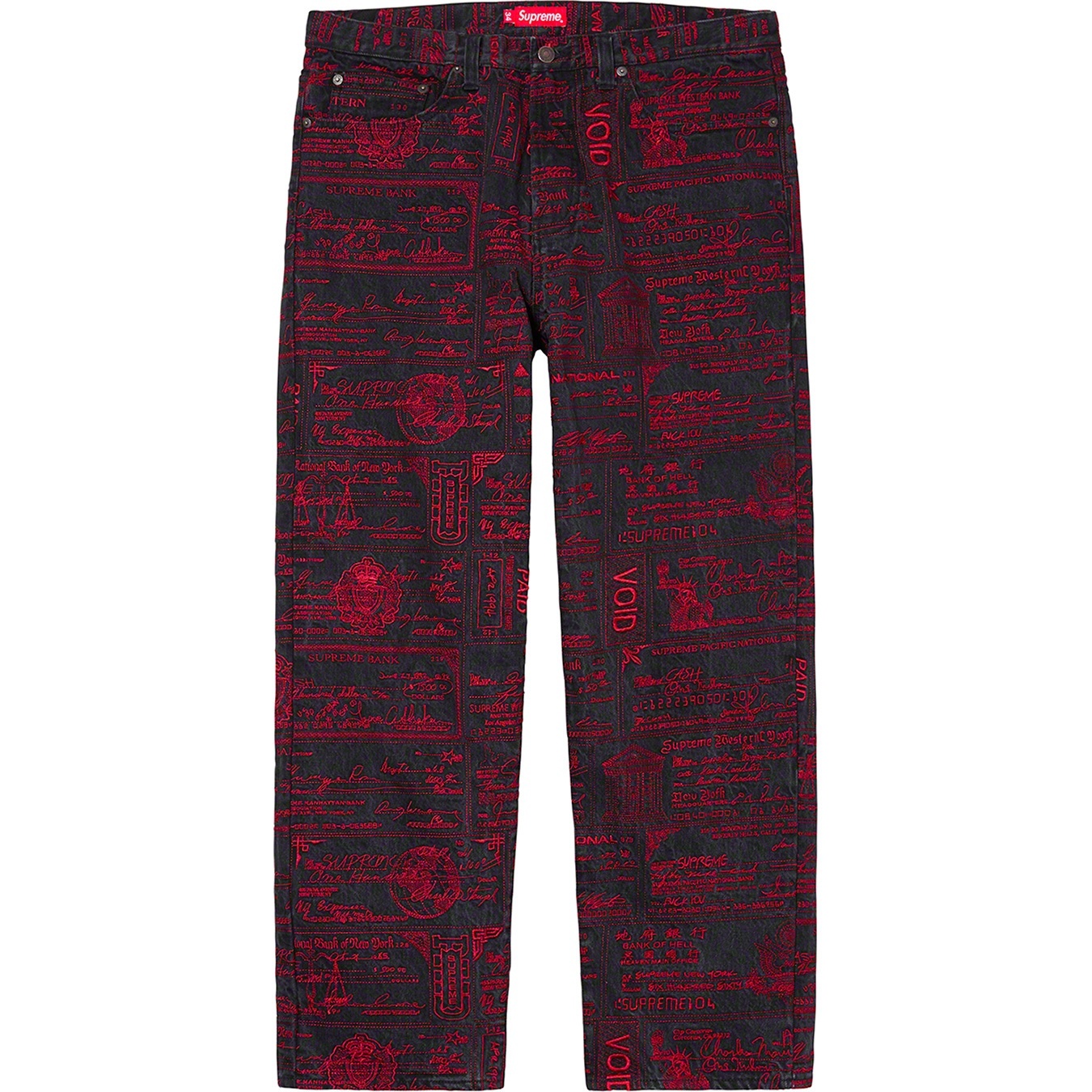 Supreme Checks Embroidered Jean (SS20) - Black - $178