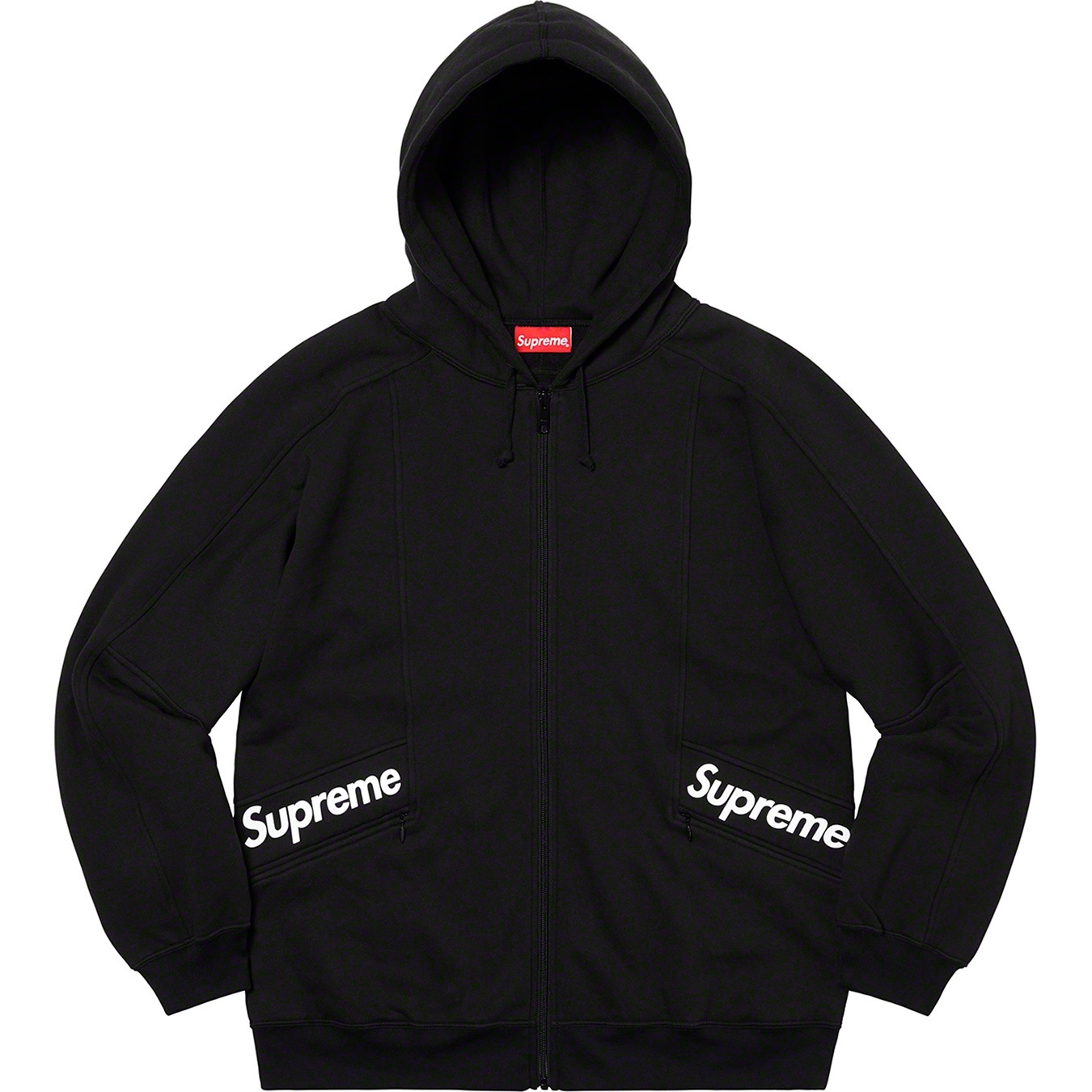Supreme Color Blocked Zip Up Hooded Sweatshirt (SS20) - Black - $158