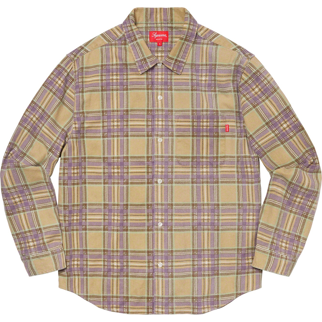 Supreme Printed Plaid Shirt (SS20) - Tan - $138