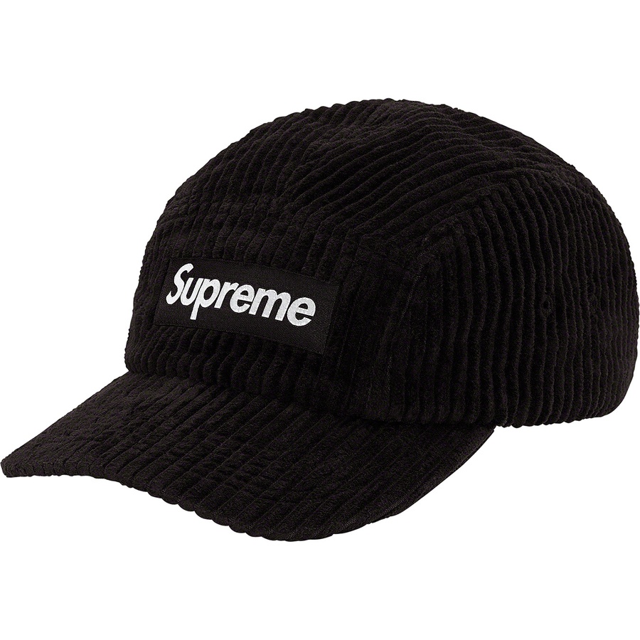 Supreme Wide Wale Corduroy Camp Cap (SS20) - Black - $48