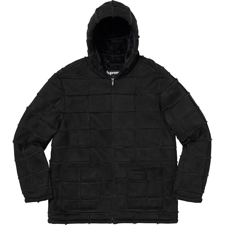 Supreme Faux Suede Patchwork Hooded Jacket (SS20) - Black - $288