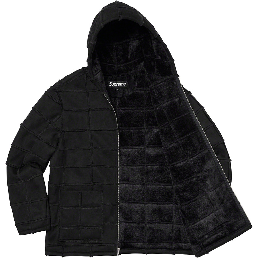 Supreme Faux Suede Patchwork Hooded Jacket (SS20) - Black - $288