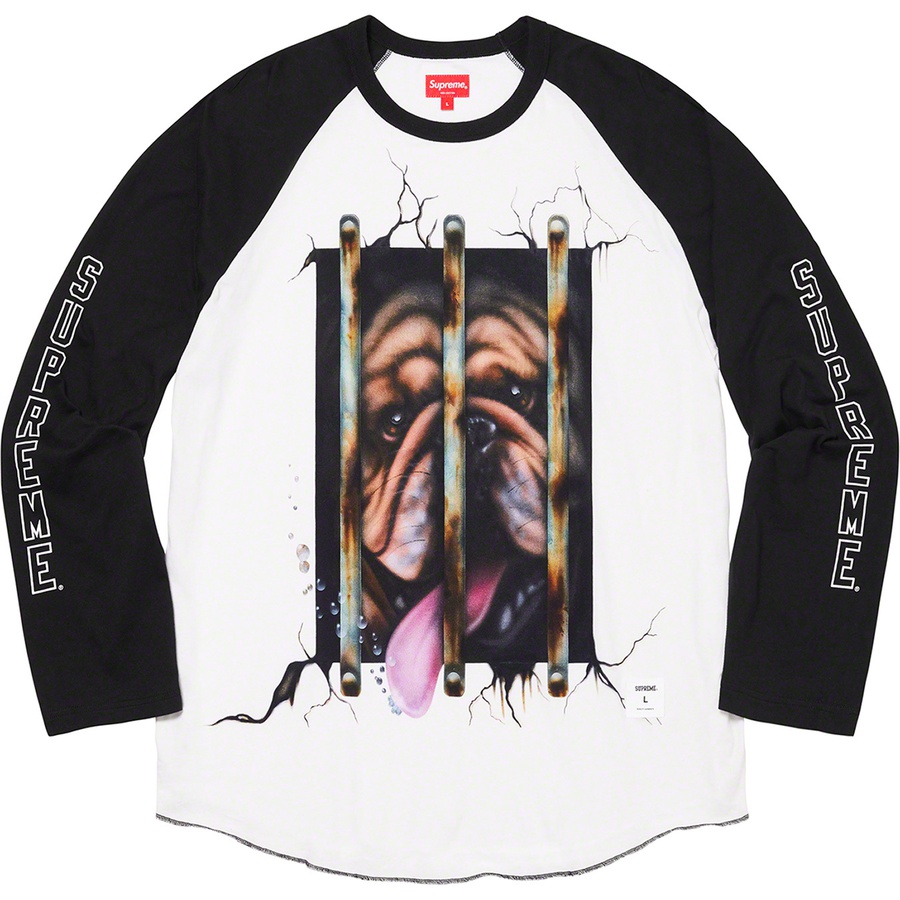Supreme Dog Raglan L S Top (SS20) - Black - $98