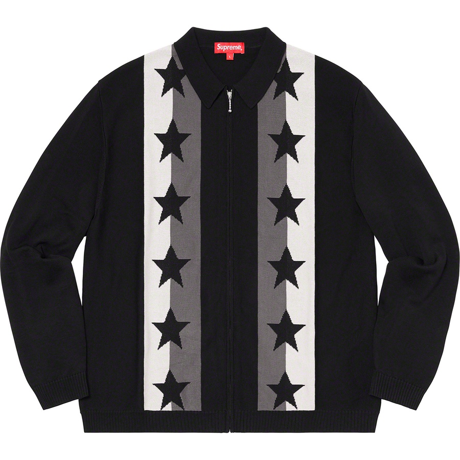Supreme Stars Zip Up Sweater Polo (SS20) - Black - $158