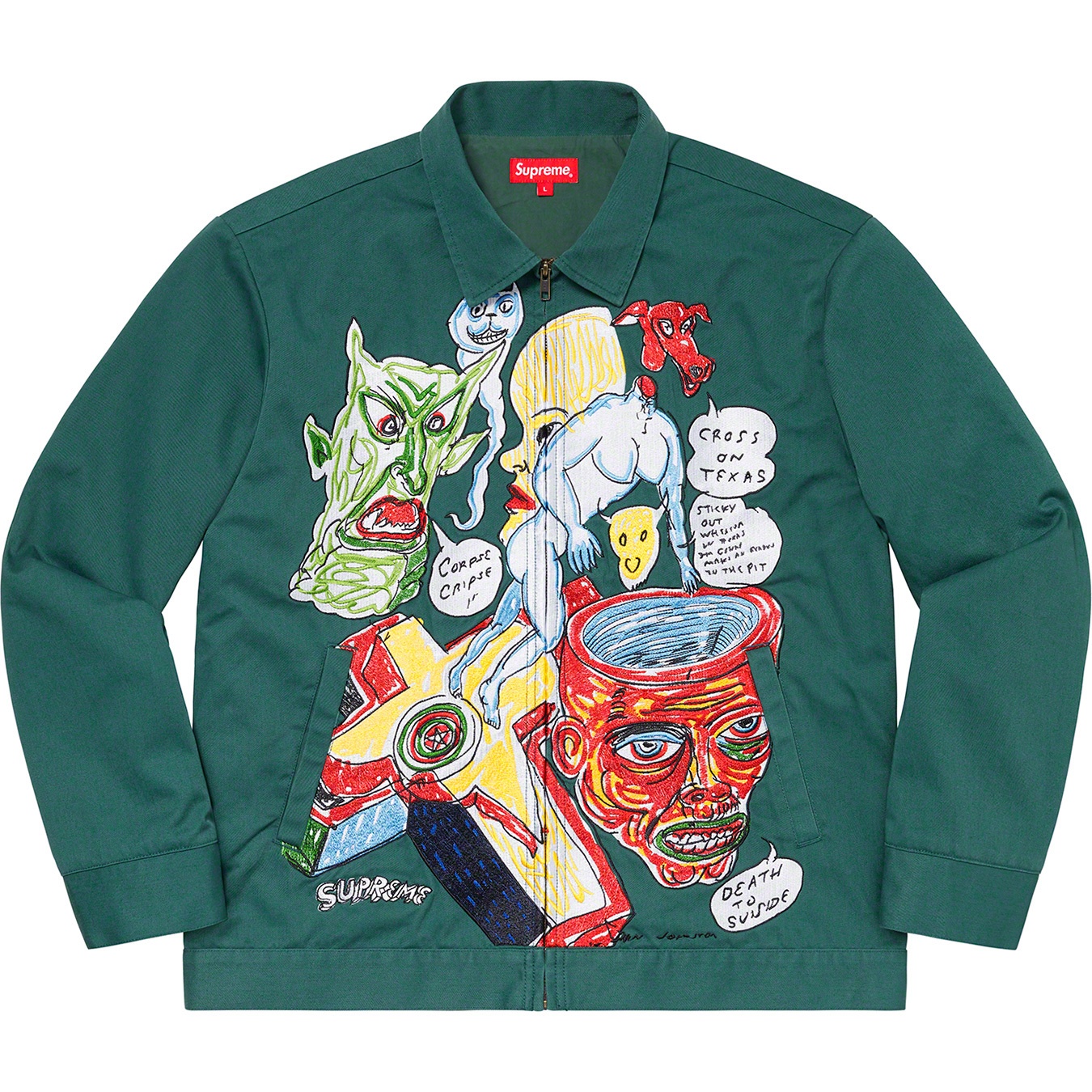 Supreme Daniel Johnston Embroidered Work Jacket (SS20) - Work Green - $238