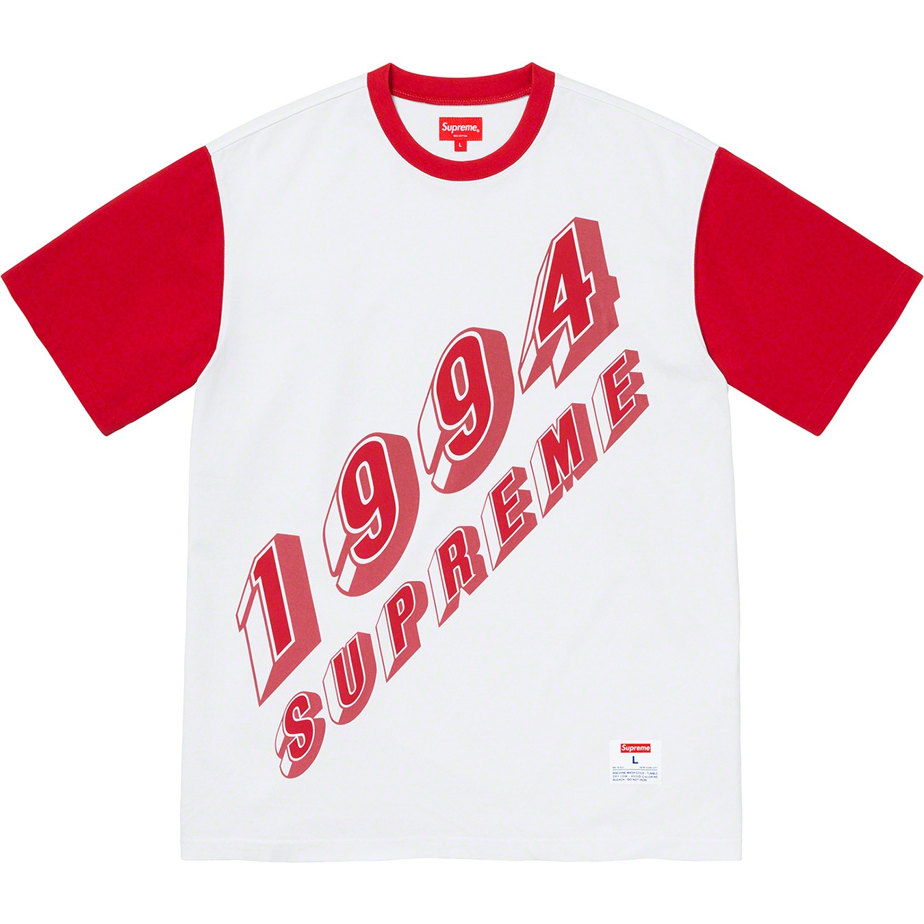 Supreme Bevel Text Ringer Tee (SS20) - White - $78