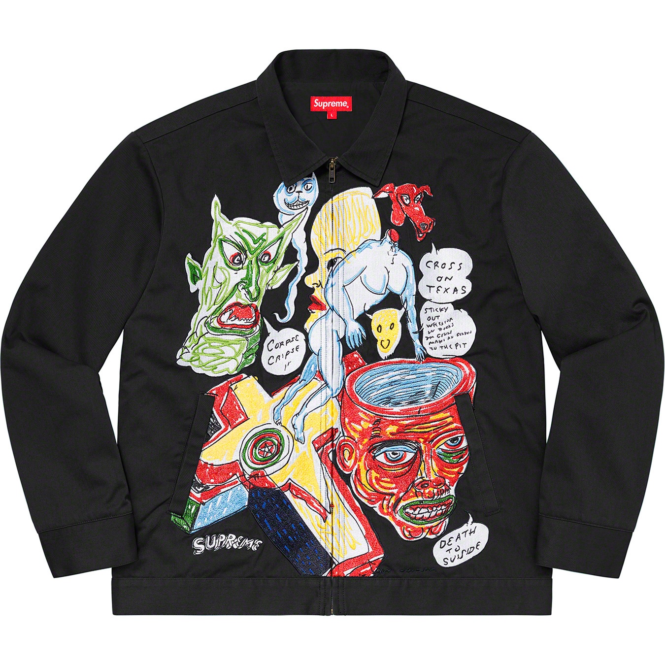 Supreme Daniel Johnston Embroidered Work Jacket (SS20) - Black - $238