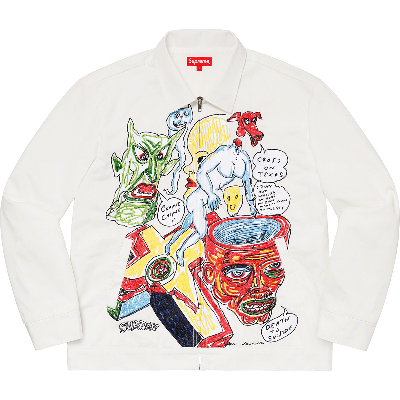 Supreme Daniel Johnston Embroidered Work Jacket (SS20) - White - $238