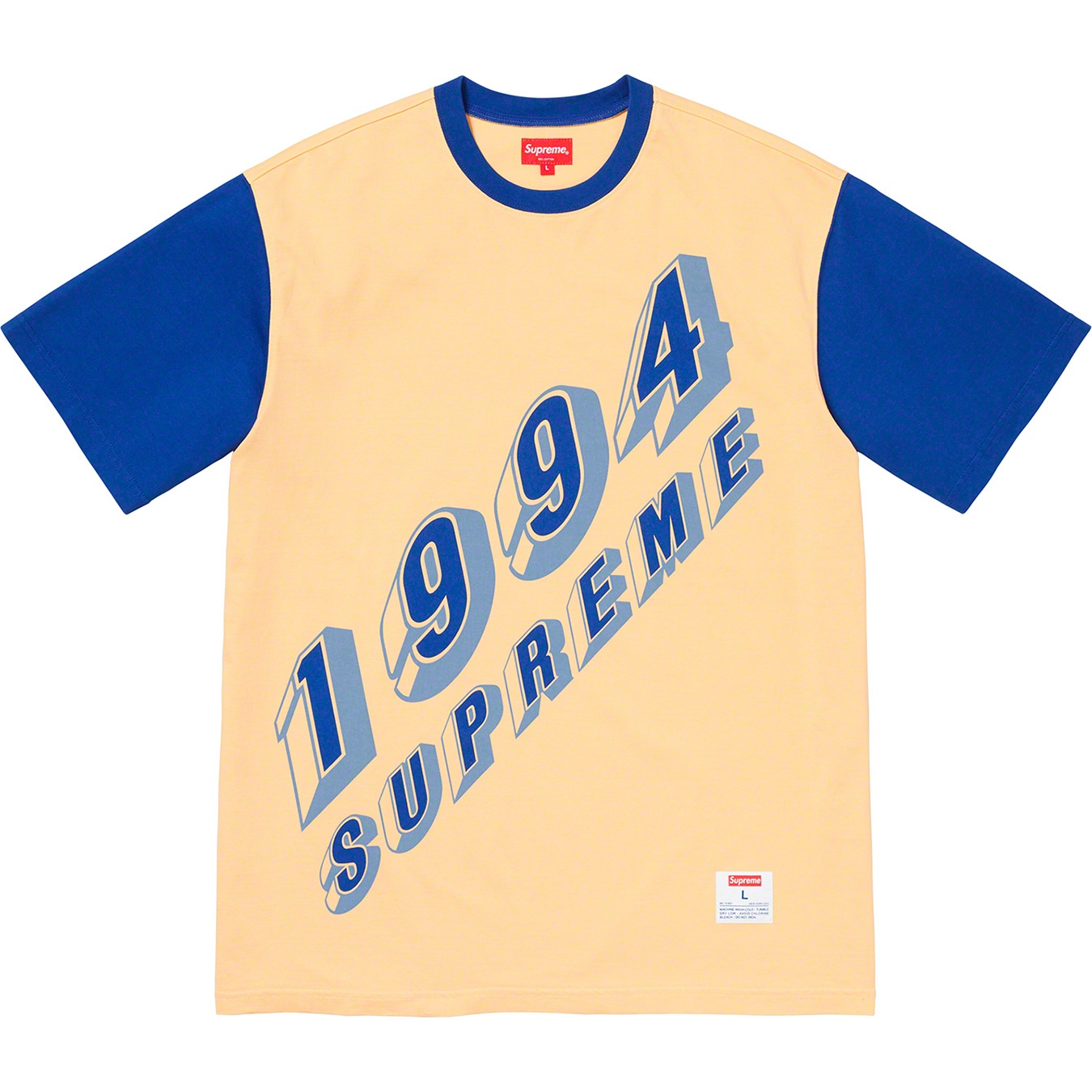 Supreme Bevel Text Ringer Tee (SS20) - Light Yellow - $78