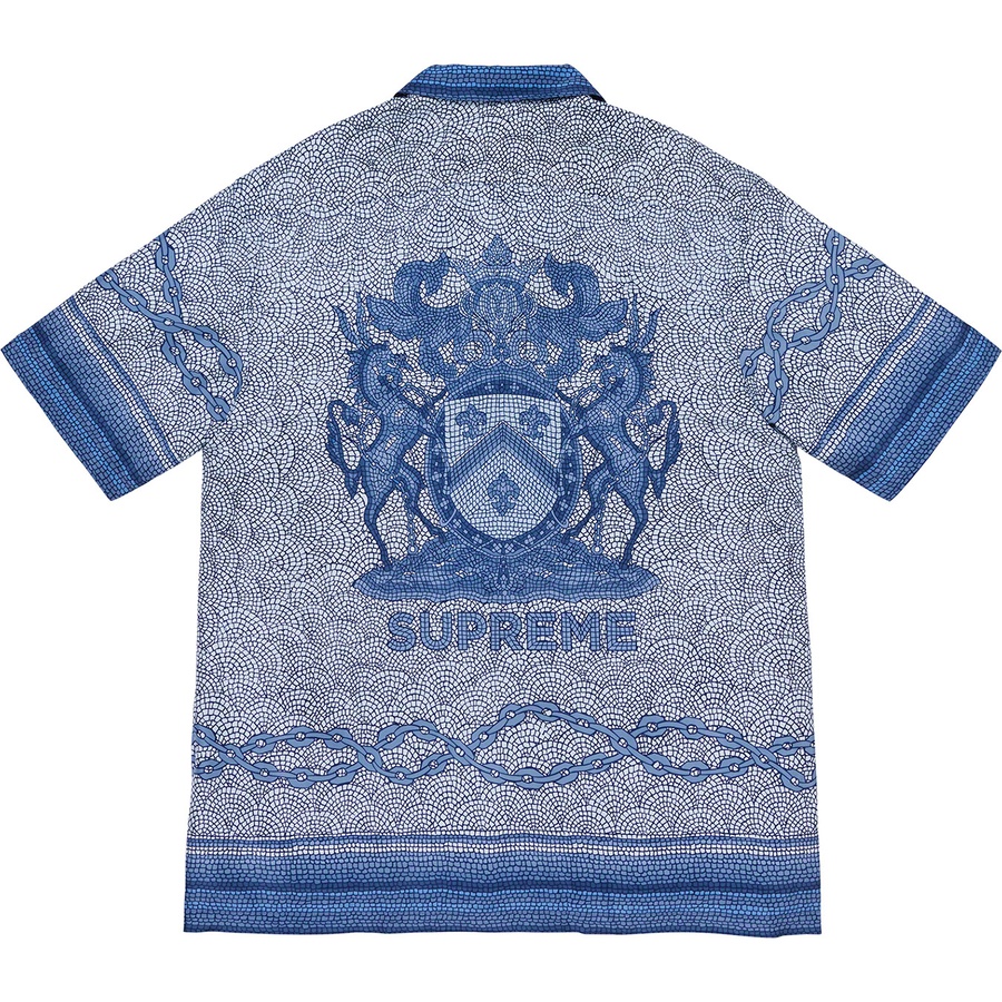 Supreme Mosaic Silk S S Shirt (SS20) - Navy - $158