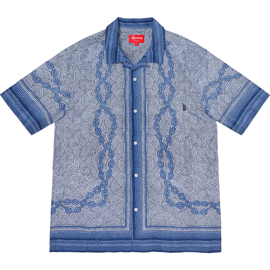 Supreme Mosaic Silk S S Shirt (SS20) - Navy - $158