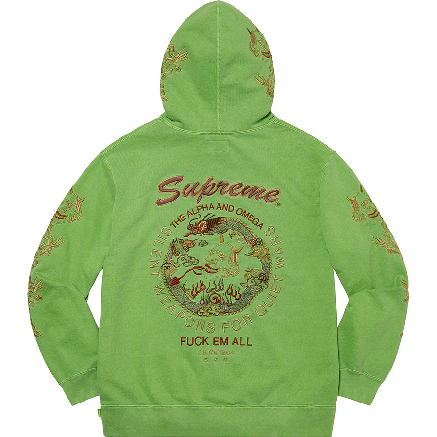 Supreme Dragon Overdyed Hooded Sweatshirt (SS20) - Lime - $168