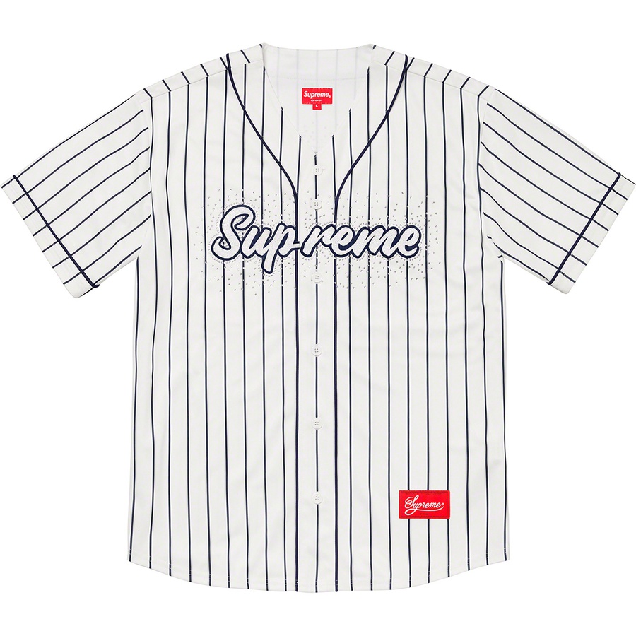 Supreme Rhinestone Baseball Jersey (SS20) - Pinstripe - $138