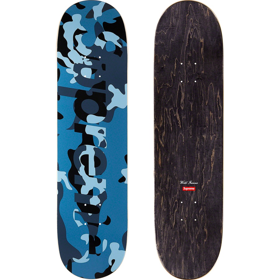 Supreme Camo Logo Skateboard (FW20) - Blue Camo - 8" x 32" - $50