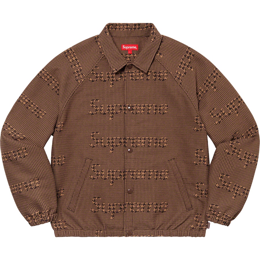Supreme Houndstooth Logos Snap Front Jacket (FW20) - Brown - $168