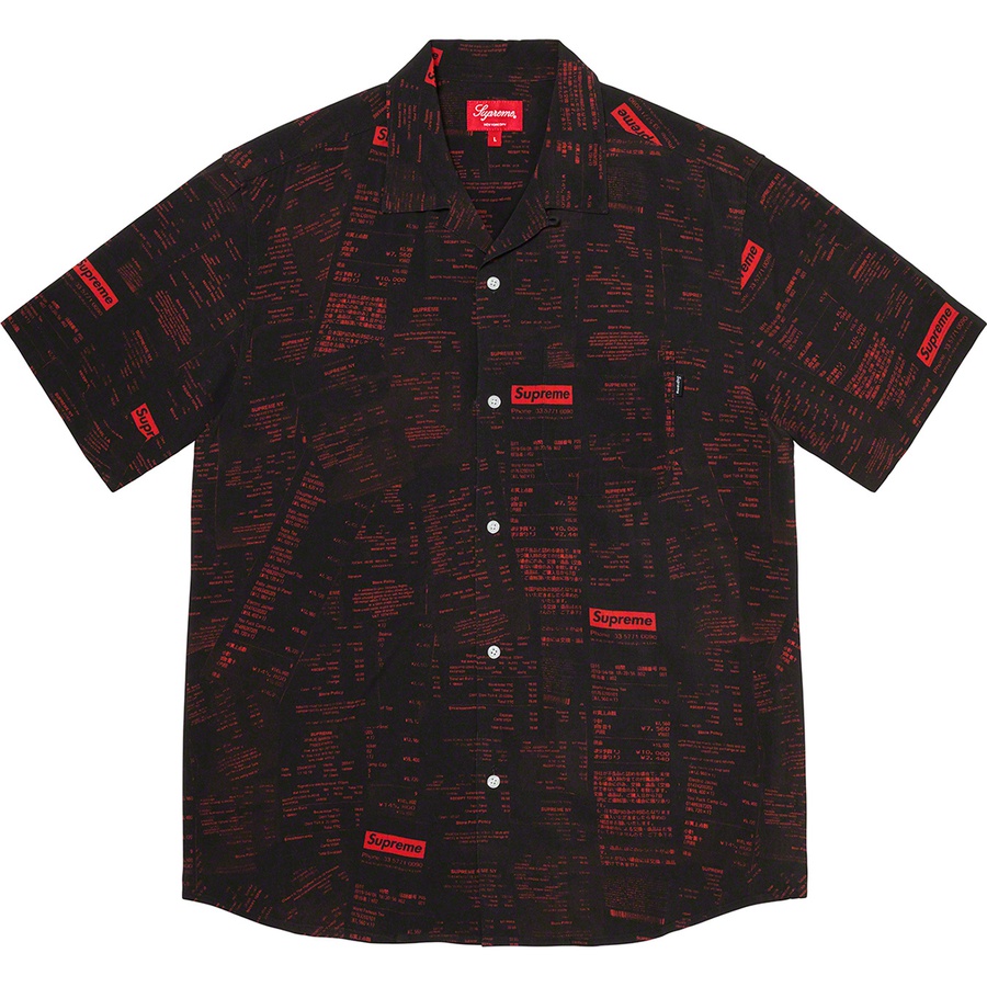 Supreme Receipts Rayon S S Shirt (FW20) - Black - $138