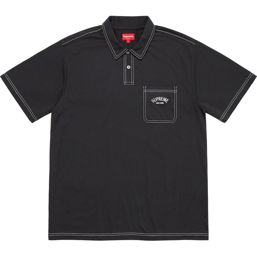 Supreme Contrast Stitch Polo (FW20) - Black - $98