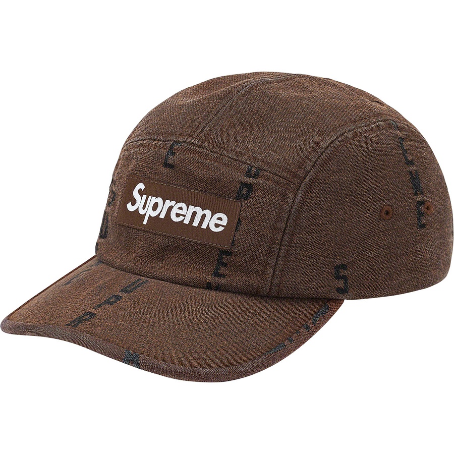 Supreme Logo Stripe Jacquard Denim Camp Cap (FW20) - Brown - $48