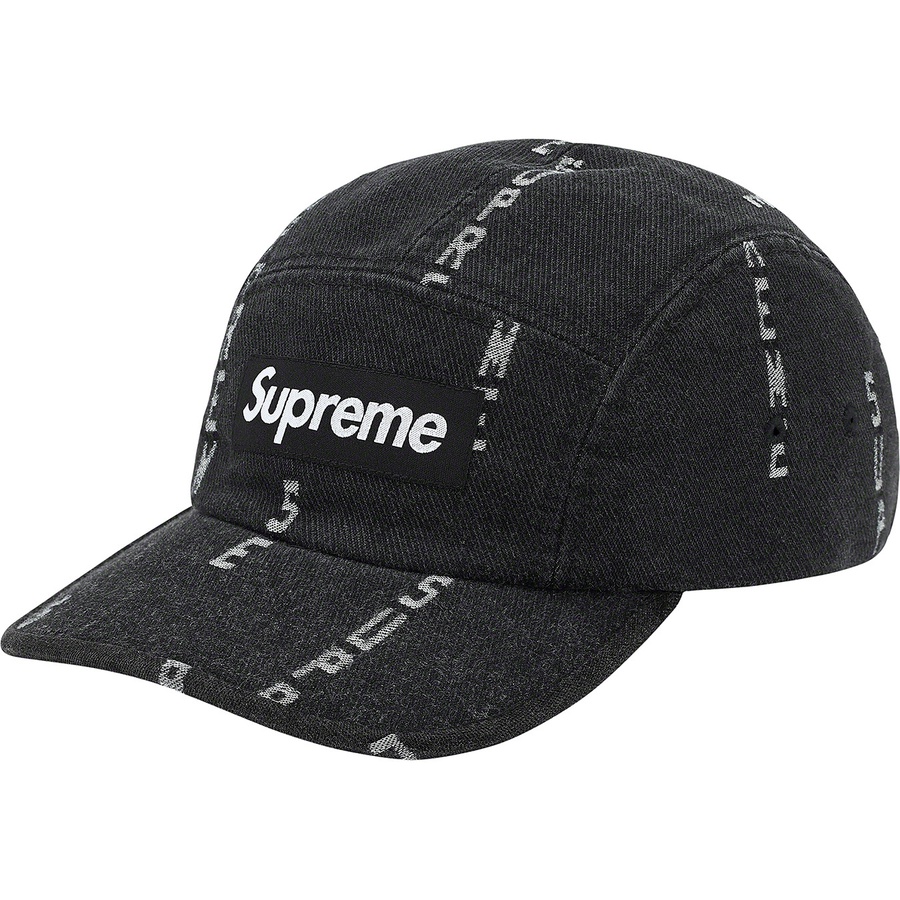 Supreme Logo Stripe Jacquard Denim Camp Cap (FW20) - Black - $48