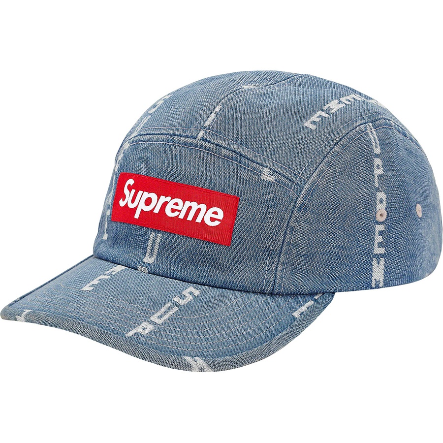 Supreme Logo Stripe Jacquard Denim Camp Cap (FW20) - Blue - $48