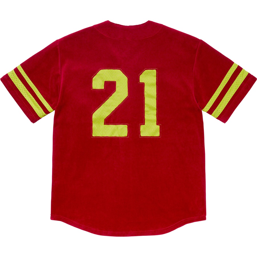 Supreme Velour Baseball Jersey (FW20) - Red - $118