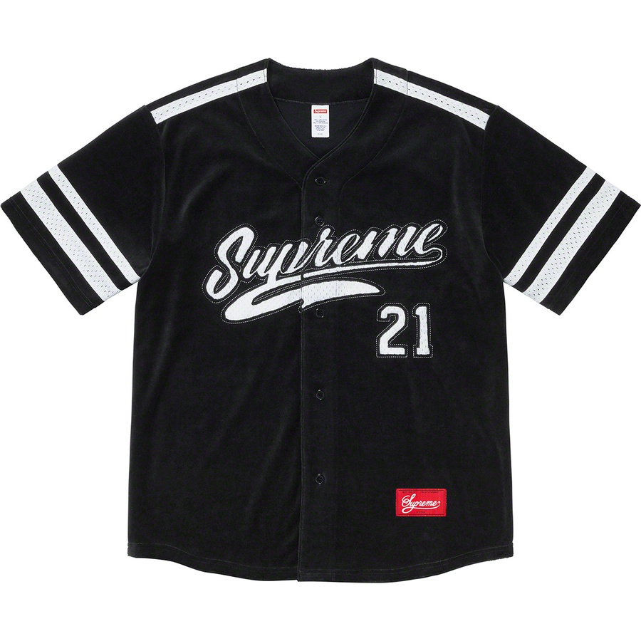 Supreme Velour Baseball Jersey (FW20) - Black - $118