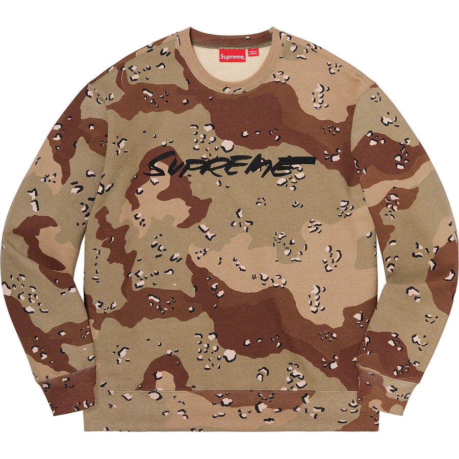 Supreme Futura Logo Crewneck (FW20) - Chocolate Chip Camo - $148