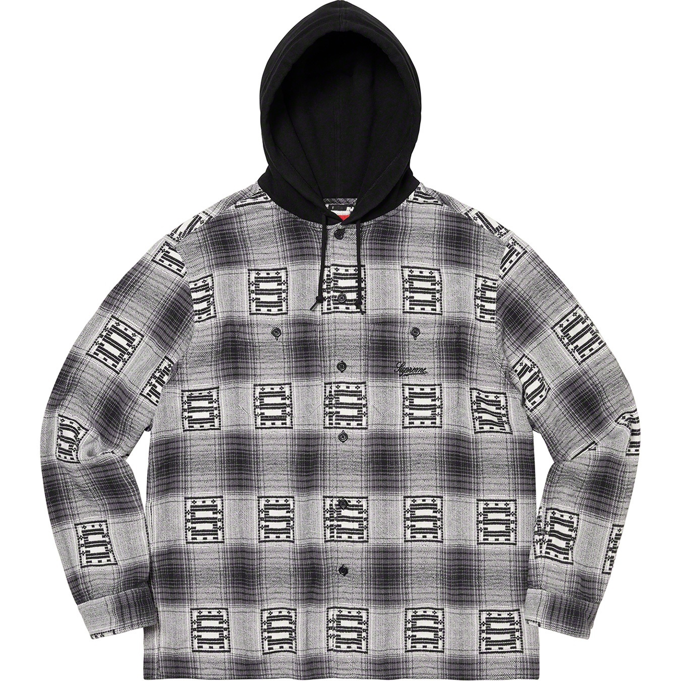Supreme Hooded Shadow Plaid Shirt (FW20) - Dusty Black - $138