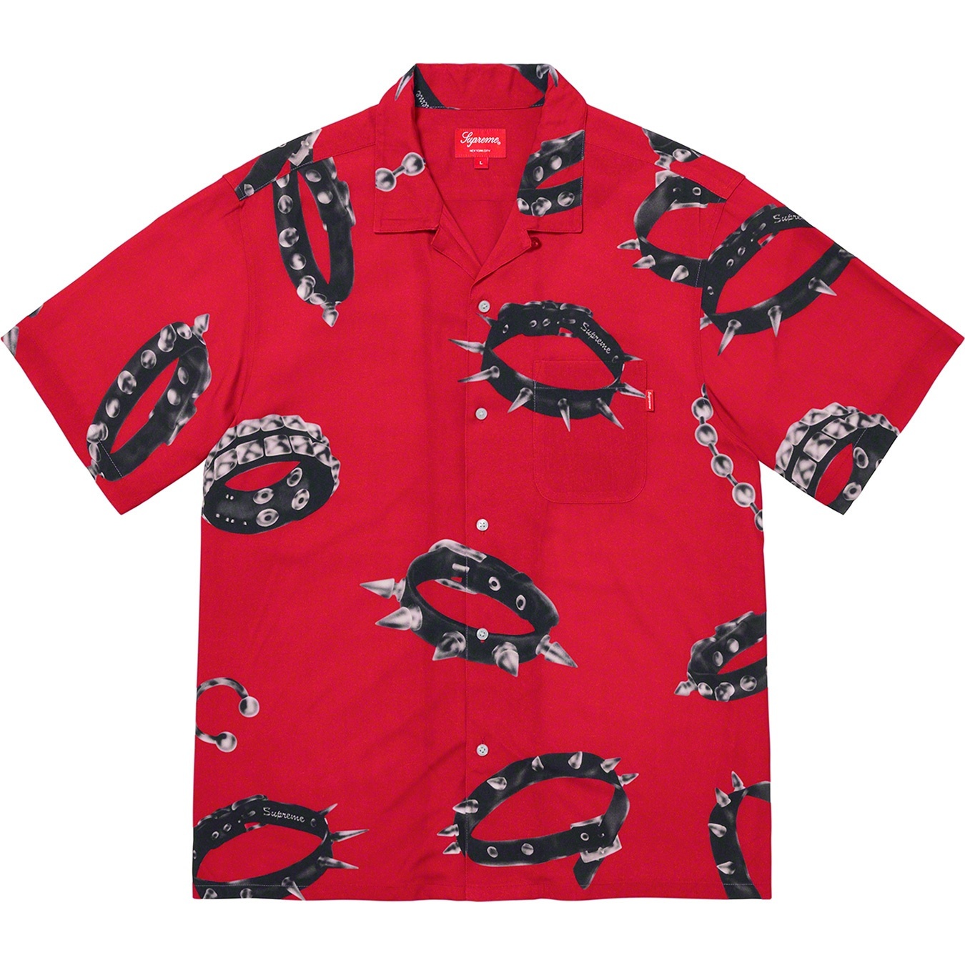 Supreme Studded Collars Rayon S S Shirt (FW20) - Red - $138