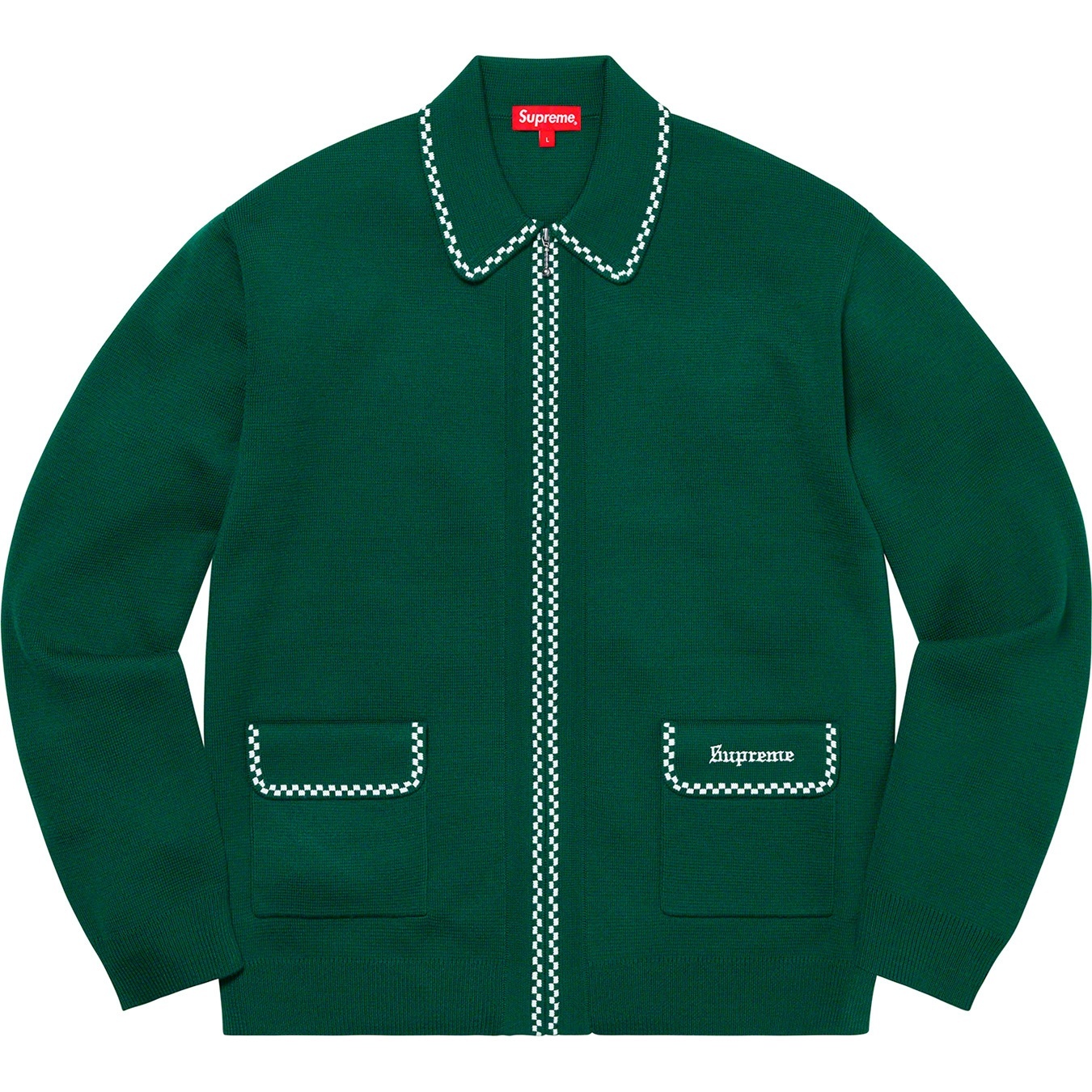 Supreme Checkerboard Zip Up Sweater (FW20) - Green - $158