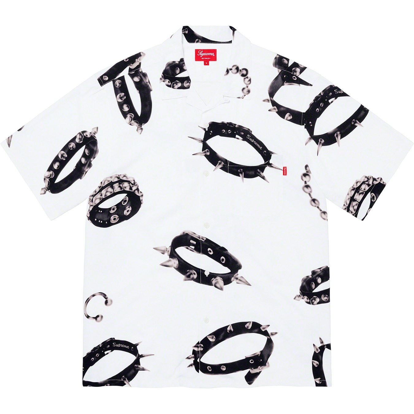 Supreme Studded Collars Rayon S S Shirt (FW20) - White - $138
