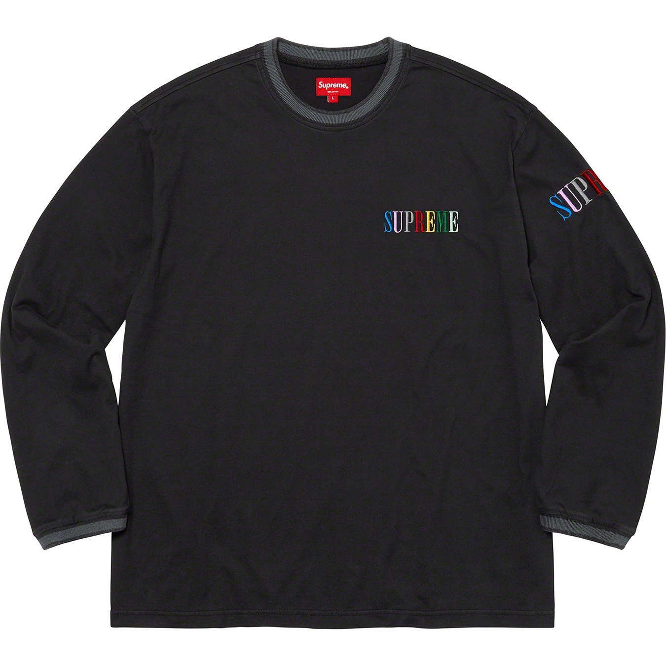 Supreme Multi Color Logo L S Top (FW20) - Black - $88