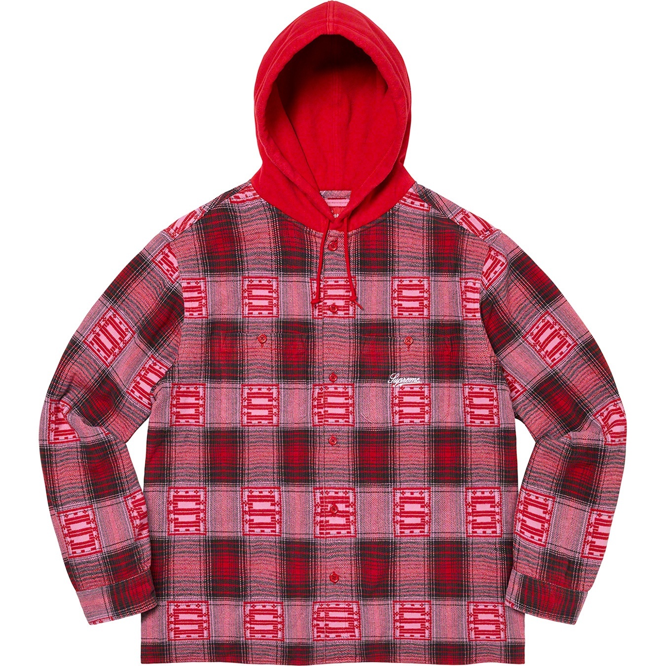 Supreme Hooded Shadow Plaid Shirt (FW20) - Red - $138