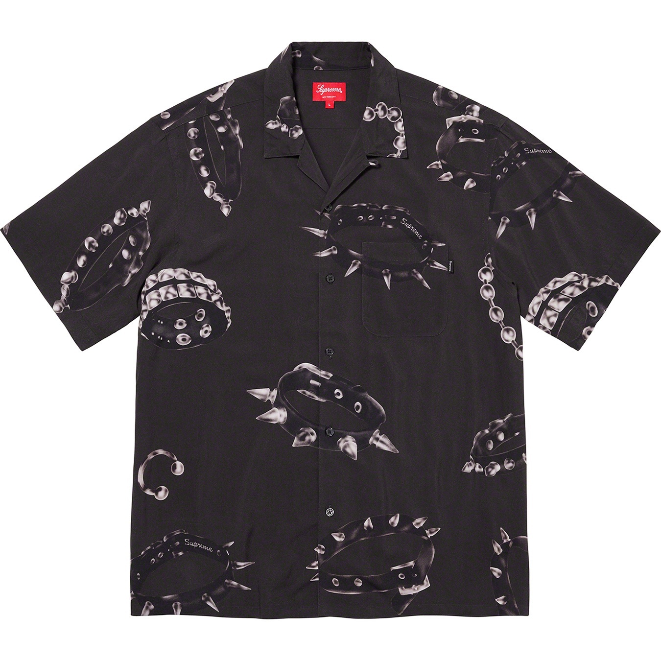 Supreme Studded Collars Rayon S S Shirt (FW20) - Dusty Black - $138