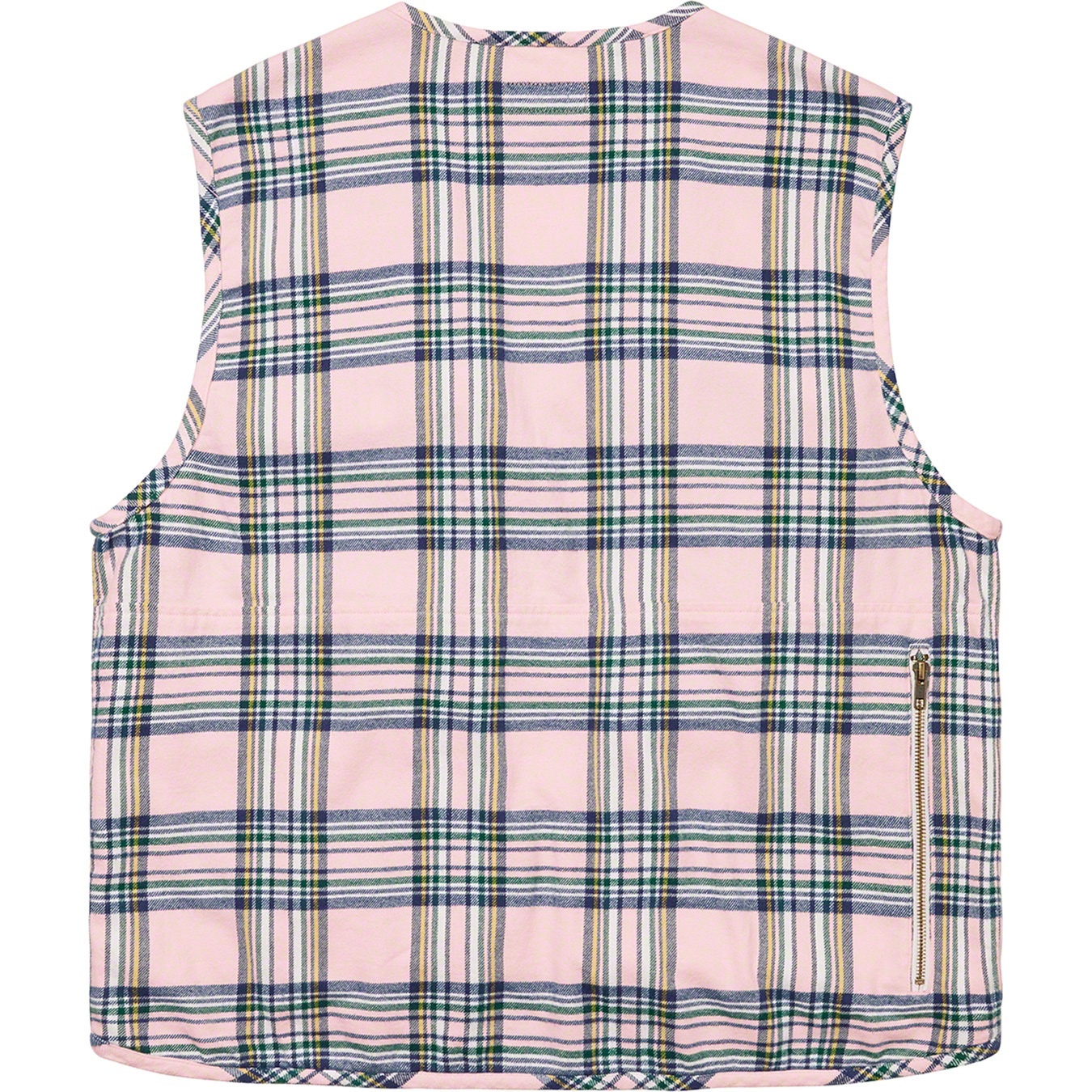 Supreme Tartan Flannel Cargo Vest (FW20) - Pale Pink - $148