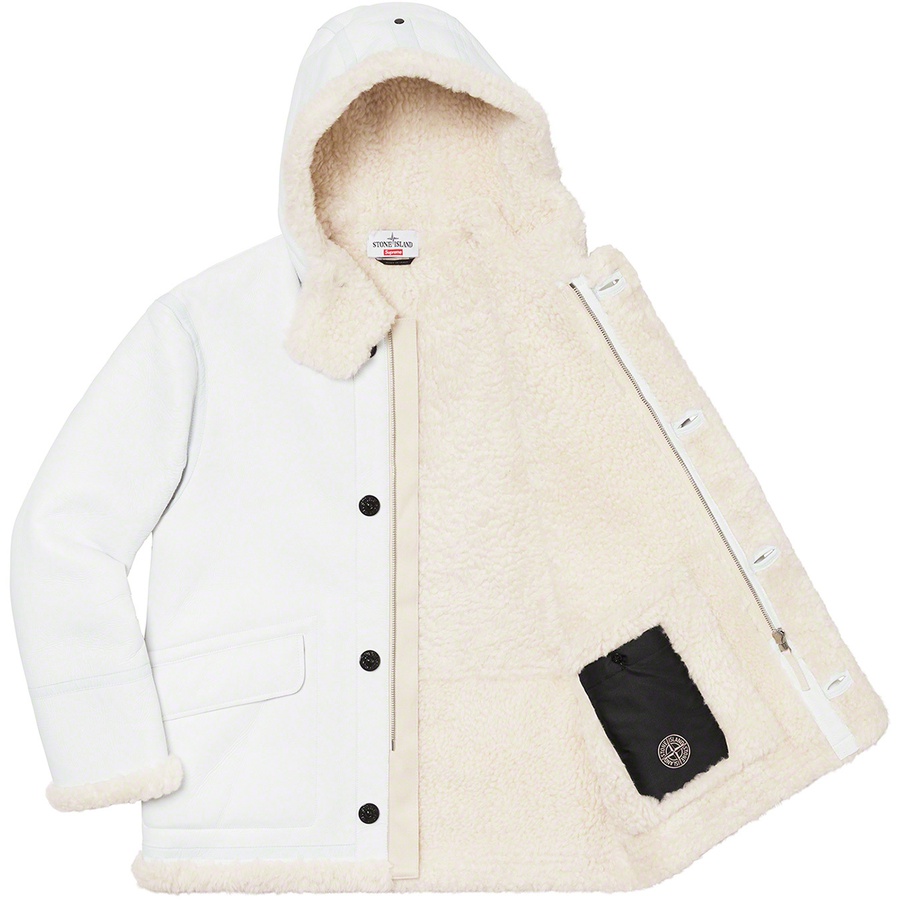 Supreme Supreme Stone Island Hand-Painted Hooded Shearling Jacket (FW20) - White - $2798