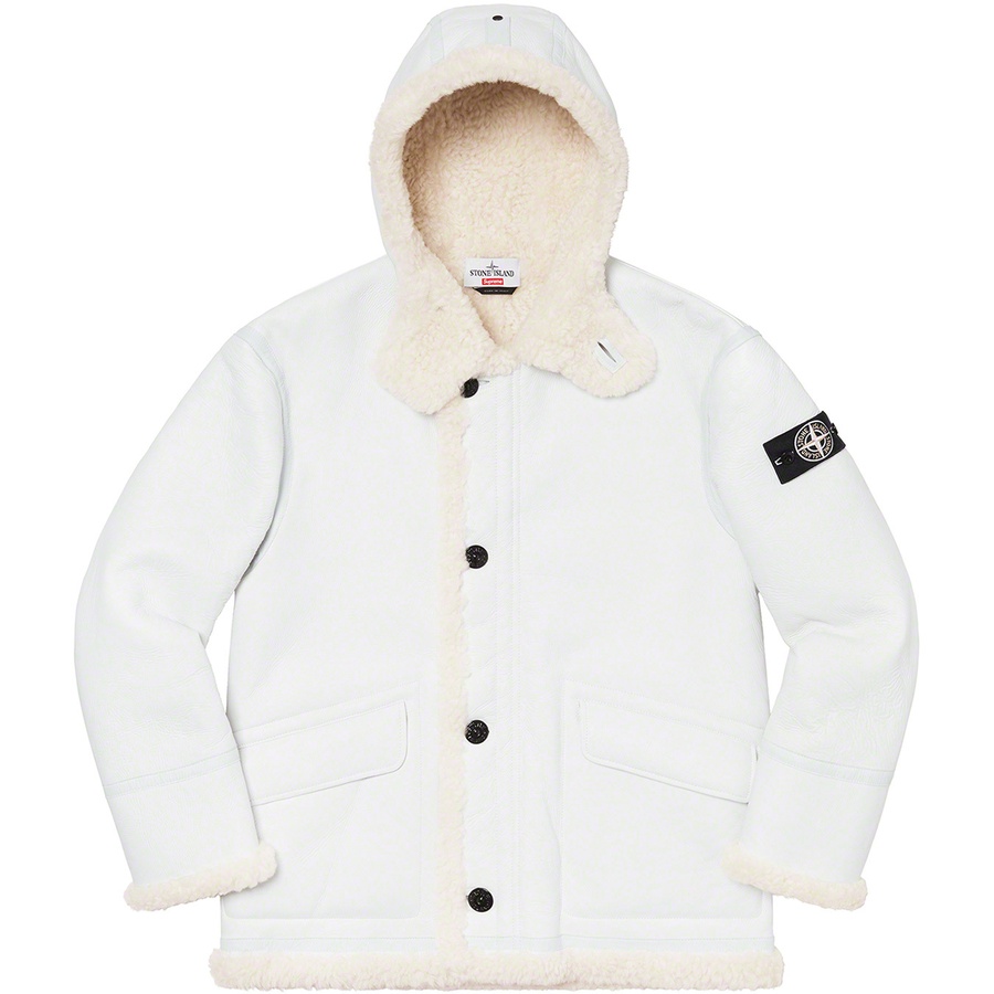 Supreme Supreme Stone Island Hand-Painted Hooded Shearling Jacket (FW20) - White - $2798