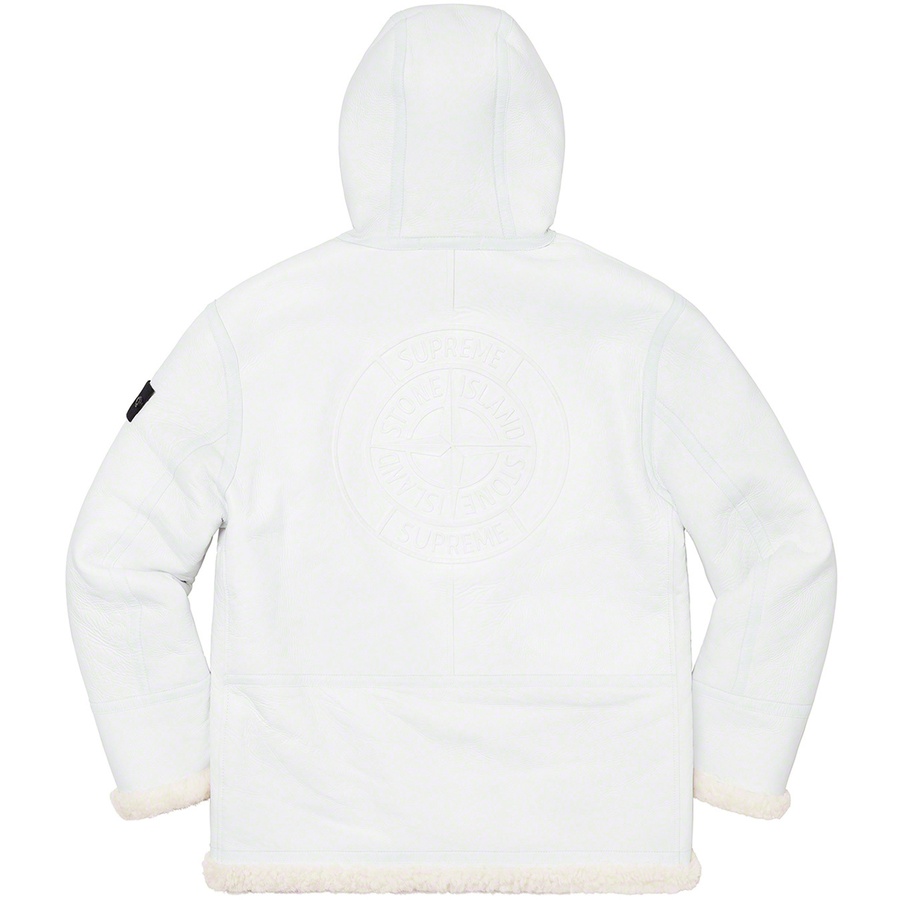 Supreme Supreme Stone Island Hand-Painted Hooded Shearling Jacket (FW20) - White - $2798