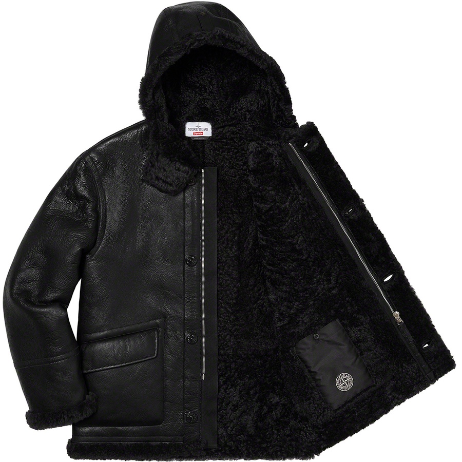 Supreme Supreme Stone Island Hand-Painted Hooded Shearling Jacket (FW20) - Black - $2798