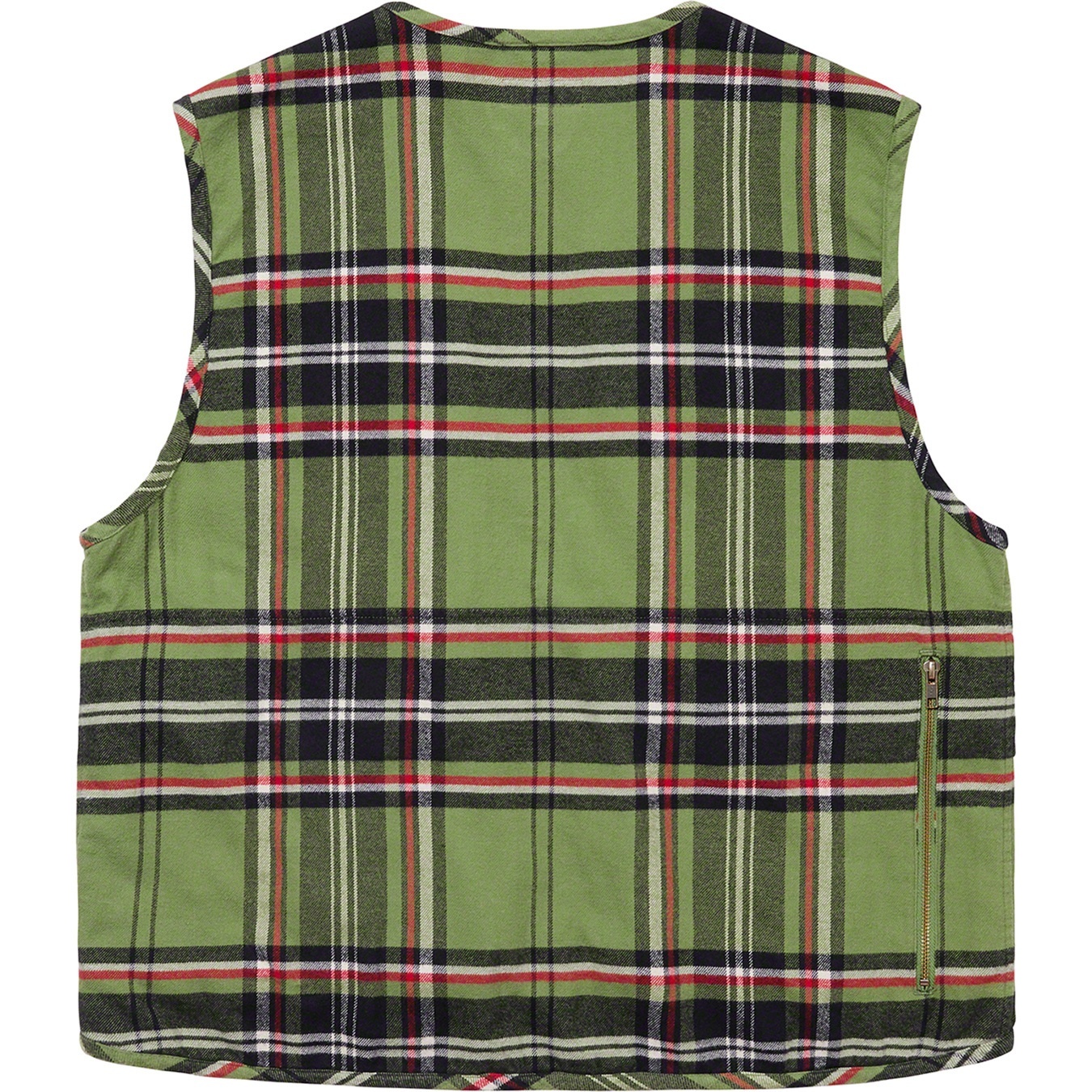 Supreme Tartan Flannel Cargo Vest (FW20) - Green - $148