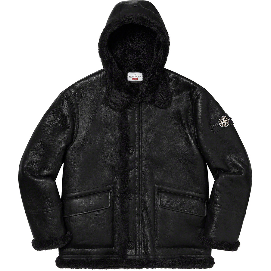 Supreme Supreme Stone Island Hand-Painted Hooded Shearling Jacket (FW20) - Black - $2798