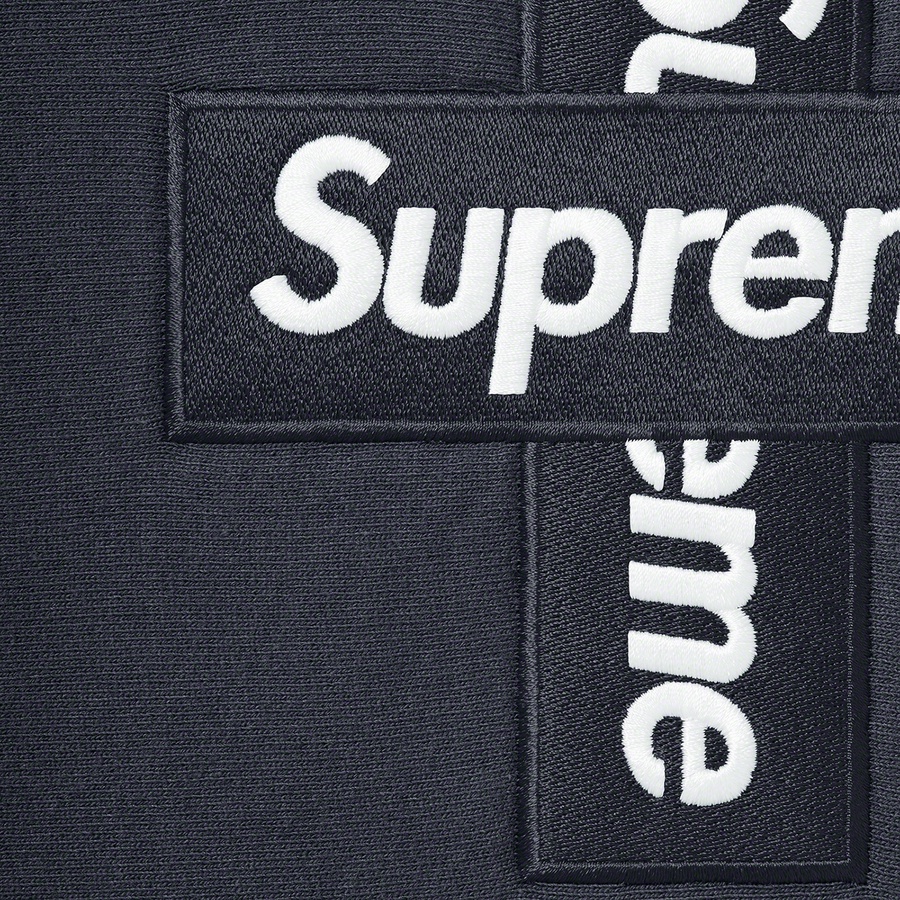 Supreme Cross Box Logo Hooded Sweatshirt (FW20) - Navy - $168