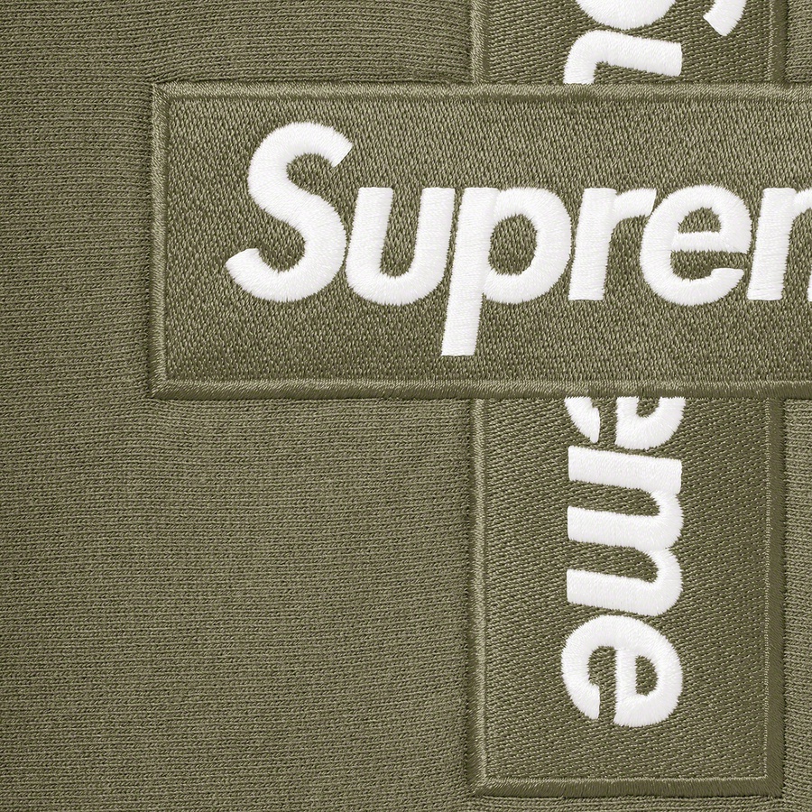 Supreme Cross Box Logo Hooded Sweatshirt (FW20) - Light Olive - $168