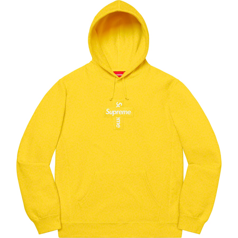 Supreme Cross Box Logo Hooded Sweatshirt (FW20) - Lemon - $168