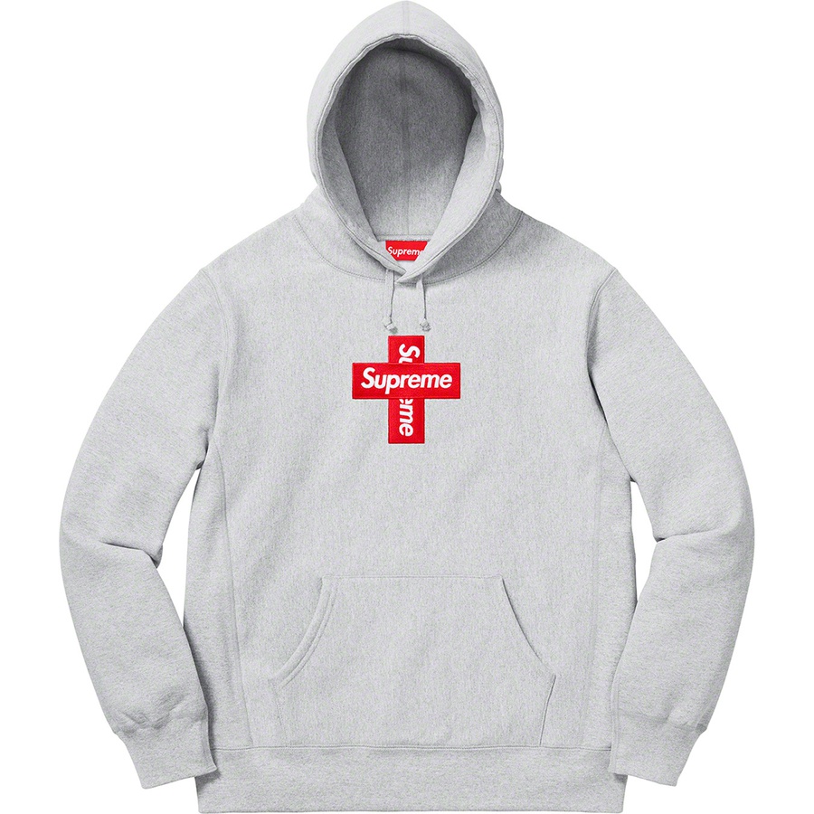 Supreme Cross Box Logo Hooded Sweatshirt (FW20) - Heather Grey - $168