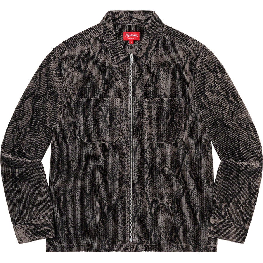 Supreme Snakeskin Corduroy Zip Up Shirt (FW20) - Black - $158
