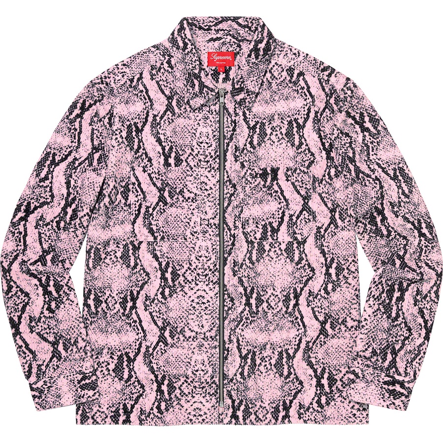 Supreme Snakeskin Corduroy Zip Up Shirt (FW20) - Pink - $158