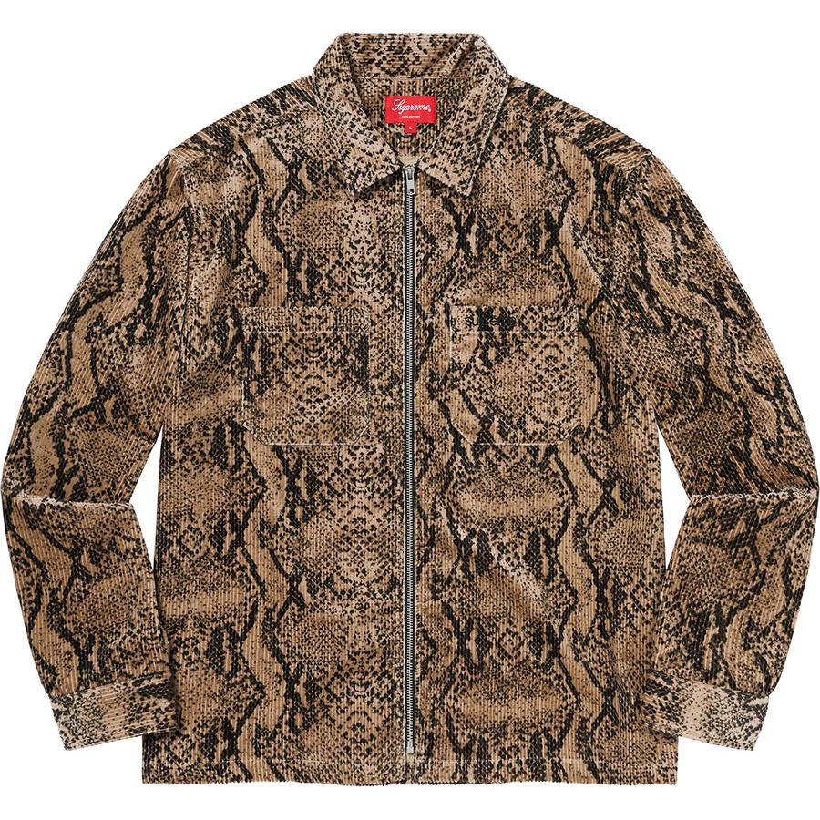 Supreme Snakeskin Corduroy Zip Up Shirt (FW20) - Tan - $158