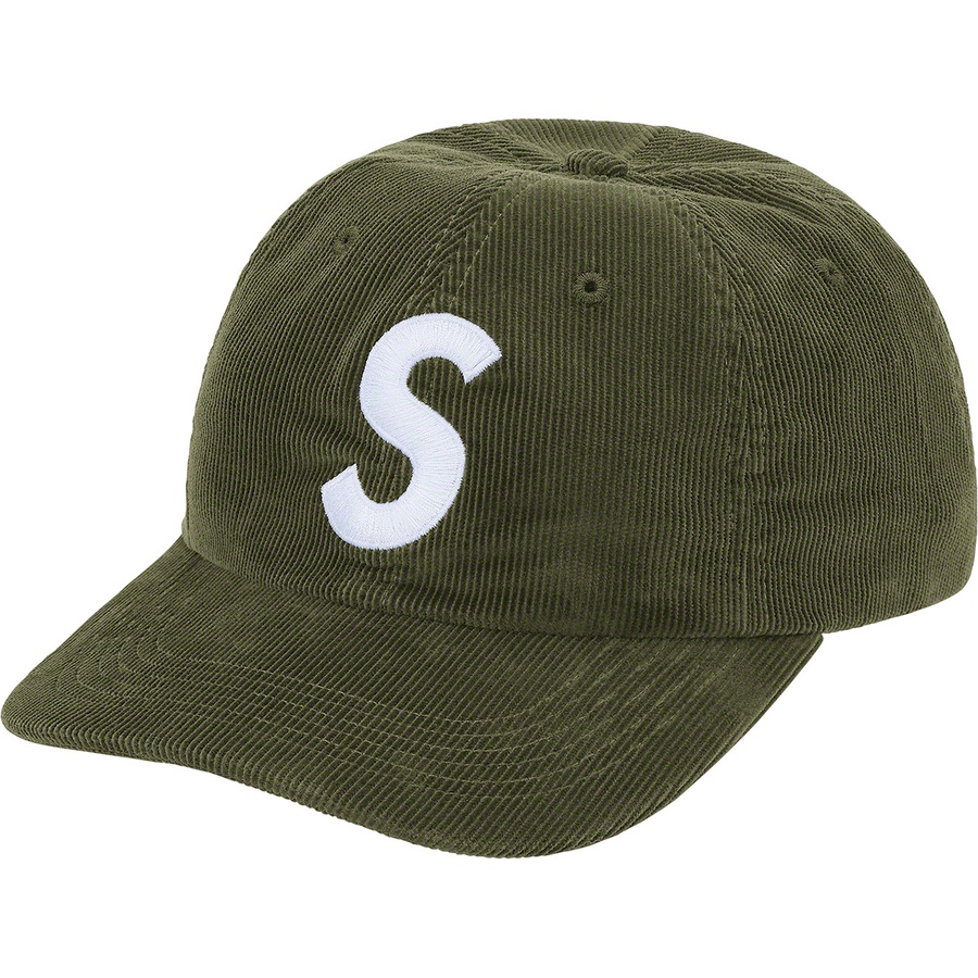 Supreme Fine Wale Corduroy S Logo 6-Panel (SS21) - Olive - $54