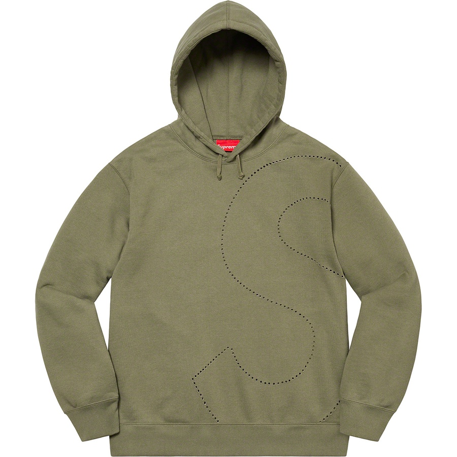 Supreme Laser Cut S Logo Hooded Sweatshirt (SS21) - Light Olive - $158